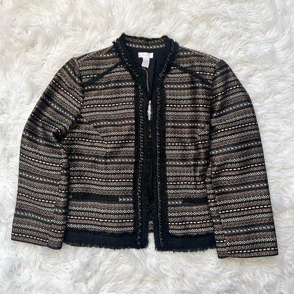 Chico's Jackets & Blazers - ✨ NWT Chico’s Metallic Tweed Blazer Jacket Black Gold size 1 or Medium ✨